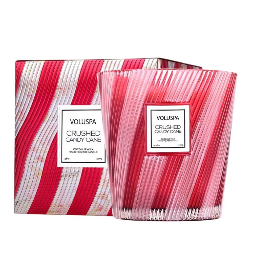Voluspa Crushed Candy Cane 3-Wick Hearth Candle (New)